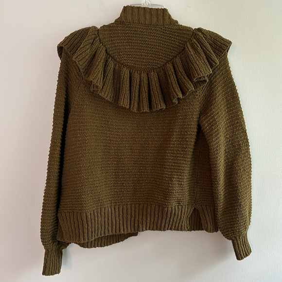 Madewell heavy knit open front cardigan with large ruffle - Picture 6 of 10